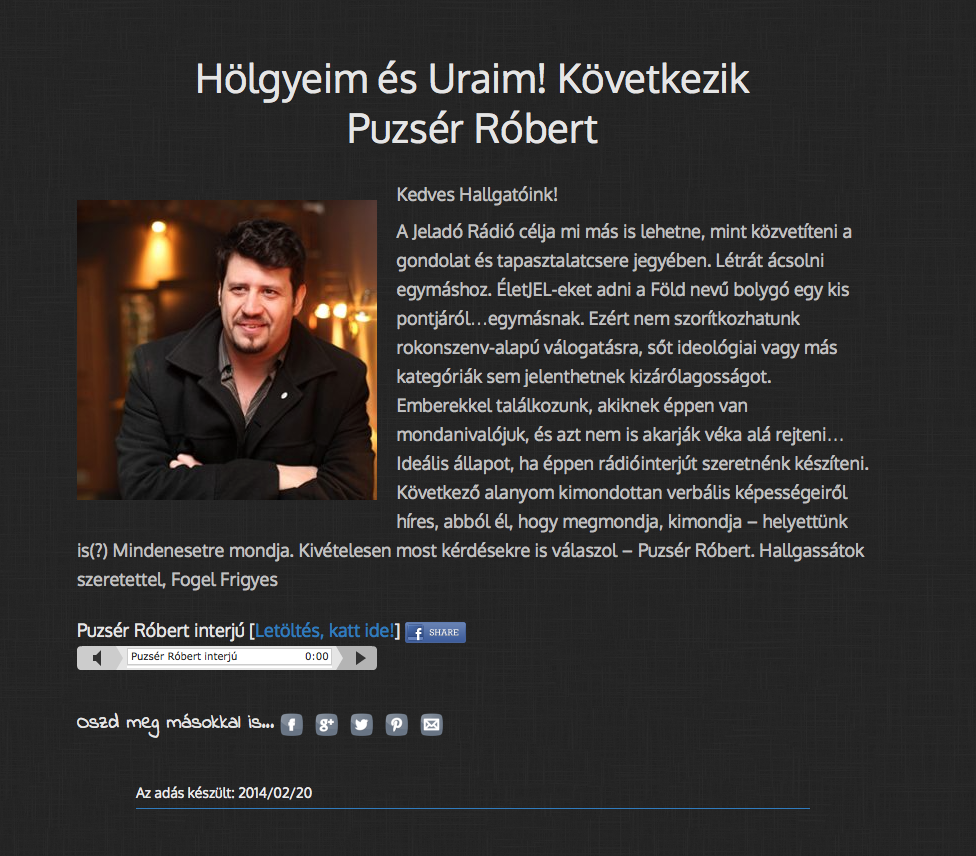 12 évvel ezelőtt… Puzsér &&nbsp;Fogel